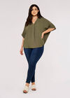 Chevron V Neck Top, Khaki, large