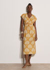 Fan Print Midaxi Dress, Mustard, large