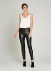 Black Wet Look Leggings, Black, large
