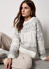 Fair Isle Cable Knit Jumper, Cream, large