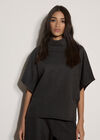 Herringbone Roll Neck Batwing Top, Dark Grey/Charcoal, large