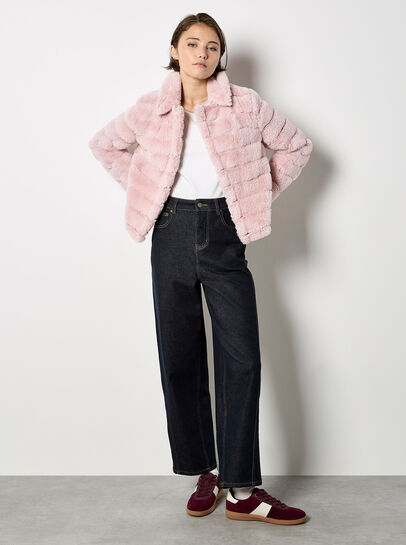 Faux Fur Panel Short Jacket