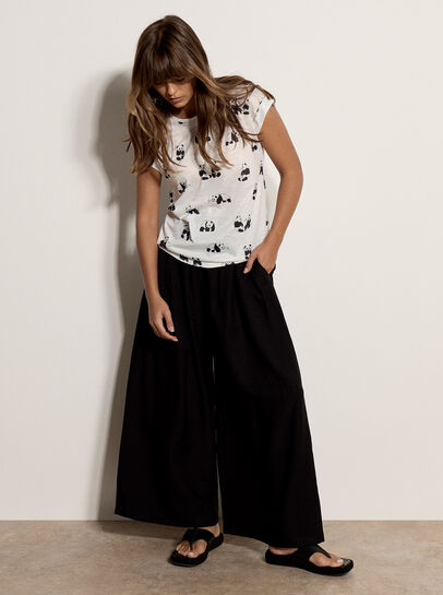 Panda Graphic Woven T-Shirt