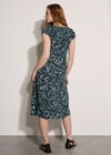 Watercolour Leaf Midi Dress, Navy, large
