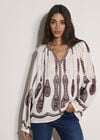 Floral Leaf Embroidered Blouse, Cream, large