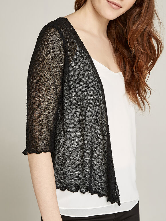 Black Popcorn Knit Shrug Apricot Clothing