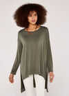Oversized High Low Top, Khaki, large