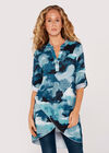 Watercolour Disruption Tunic, Aqua - Turquoise, large