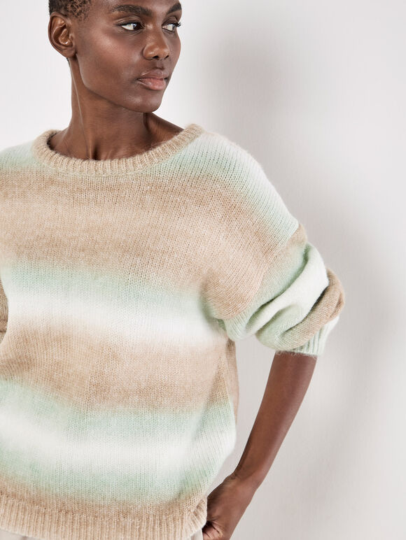 Space Dye Stripe Jumper, Green, large