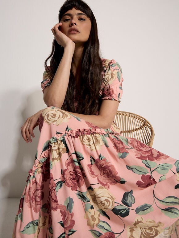 Chloe Floral Wrap Maxi Dress, Pink, large