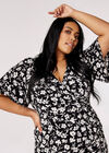 Curve Floral Ruched Midi Dress, Black, large