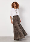 Cotton Crochet Lace Tiered Maxi Skirt, Khaki, large