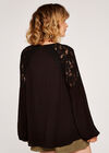 Lace Shoulder Tassel Top, Black, large