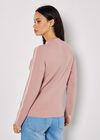 Blanket Stitch Ribbed Jumper, Pink, large