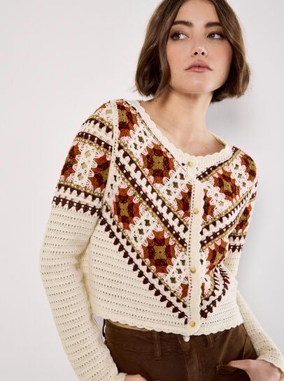 Crochet Squares Scallop Cardigan