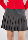 Pinstripe Pleat Mini Skort, Grey, large