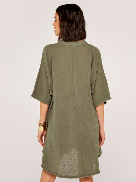 Raw Edge Tunic Top, Khaki, large