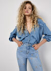 Slim Fit Rhinestone Pearl Jeans, Blue, large