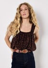 Animal Print Bubble Hem Cami Top, Brown, large