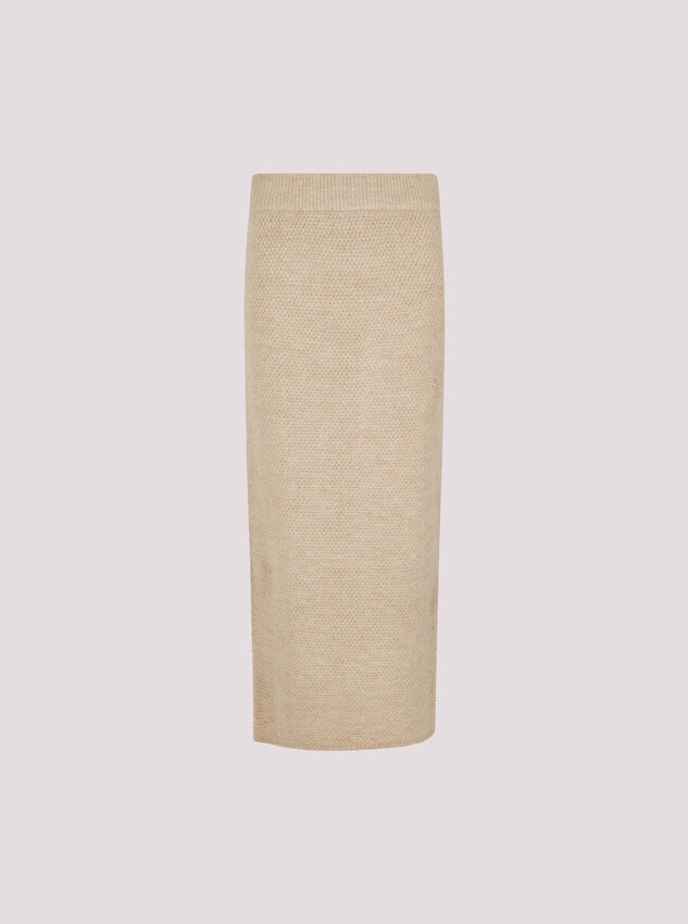 Waffle Knit Midaxi Skirt, Stone, large