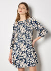 Silhouette Floral Chiffon Plisse Mini Dress, Navy, large
