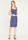 Abstract Leaf Print Bodycon Dress, Navy, large