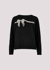 Sequin Embellished Bow Jumper, Black, large