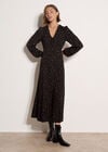 Floral Print Midi Tea Dress, Black, large