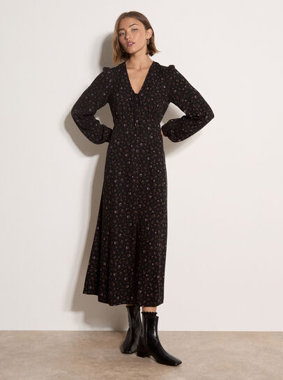 Floral Print Midi Tea Dress