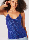 Sequin Camisole Top , Blue, large