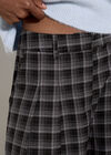 Check Print Tailored Wide-Leg Trousers, Black, large