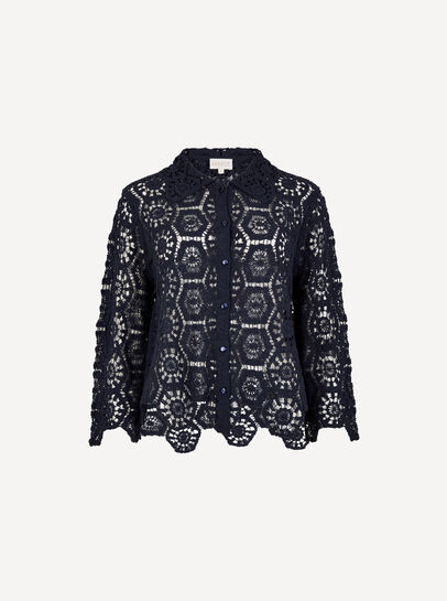 Geometric Cotton Crochet Shirt