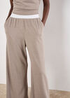 Mini Dogtooth Soft Wide Leg Trousers, Stone, large
