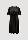 Curve Velvet Fit And Flare Midi Dress, Black, large