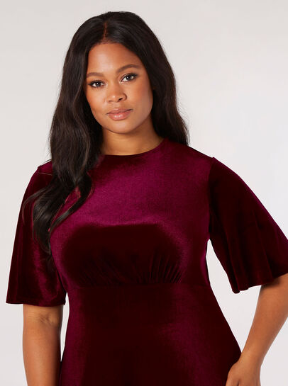 Curve Velvet Fit And Flare Mini Dress