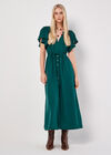 Angel Sleeve Button-Down Maxi Dress, Green, large