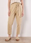 Straight Leg Paperbag Trousers, Stone, large