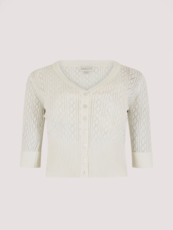 Pointelle Shrug, Cream, large