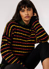 Plaited Knit Stripe Jumper , Black, large