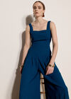 Crepe Wide-Leg Jumpsuit, Blue, large