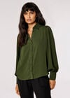 Balloon Sleeve Shirt, Green, large