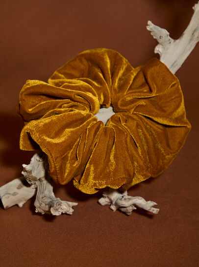 Tan Velvet Hair Scrunchie