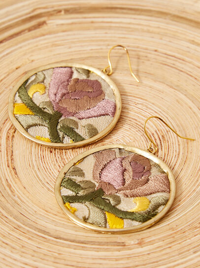 Embroidered Circle Earring