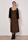 Animal Print Crepe Maxi Slip Dress, Brown, large