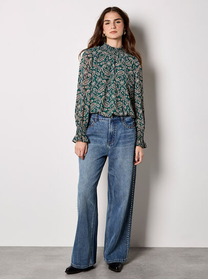 Paisley Print Chiffon Top