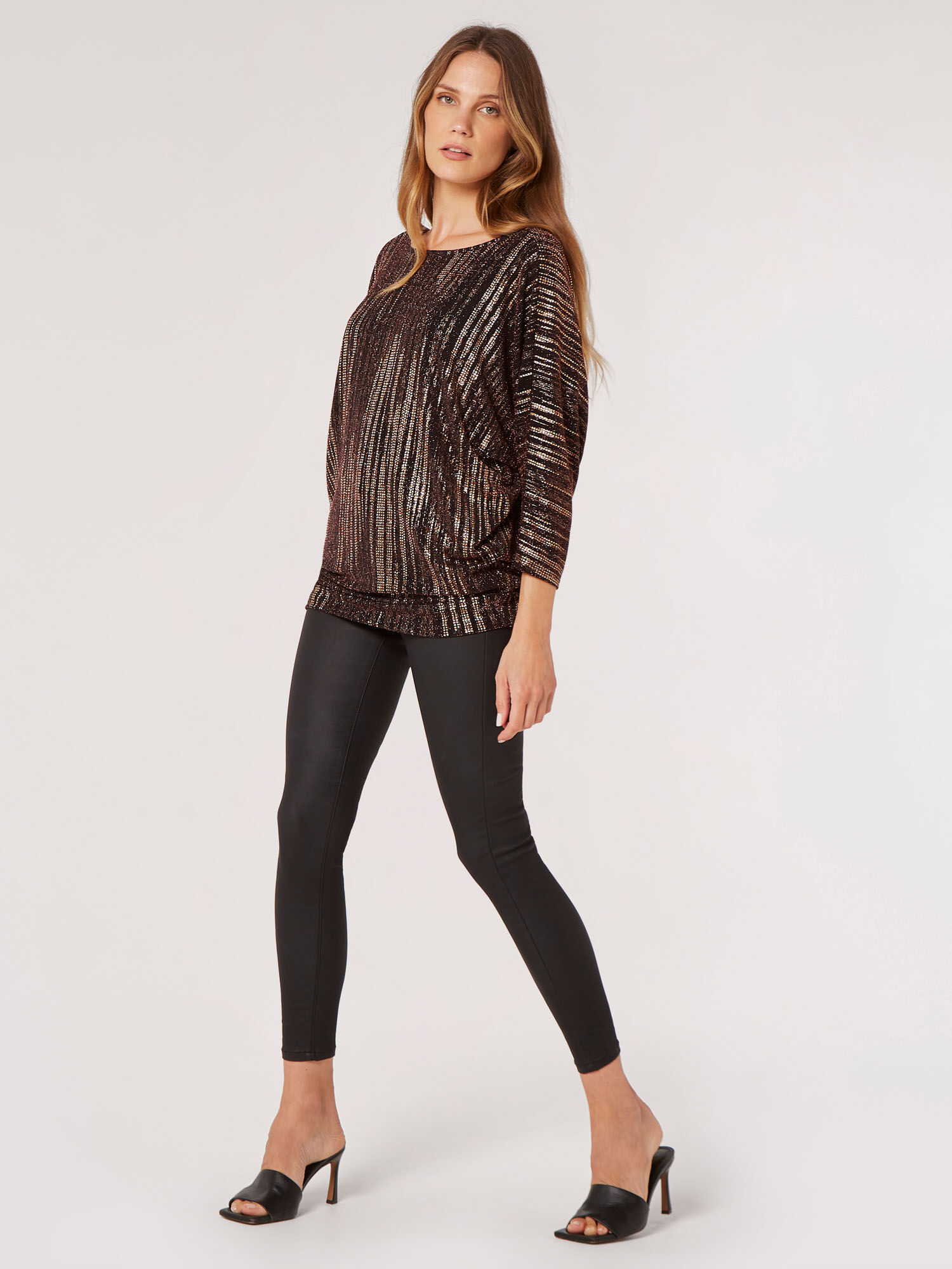 Metallic Sparkle Oversized Jersey Top | Apricot Clothing