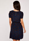 Shirred Waist Dress, Navy, large