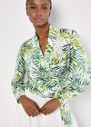 Soft Twill Tropical Wrap Top, Cream, large