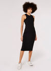 Ribbed Racer Midi Dress, Black, large