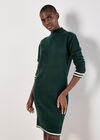 Tipped Knitted Jumper Midi Dress, Green, large